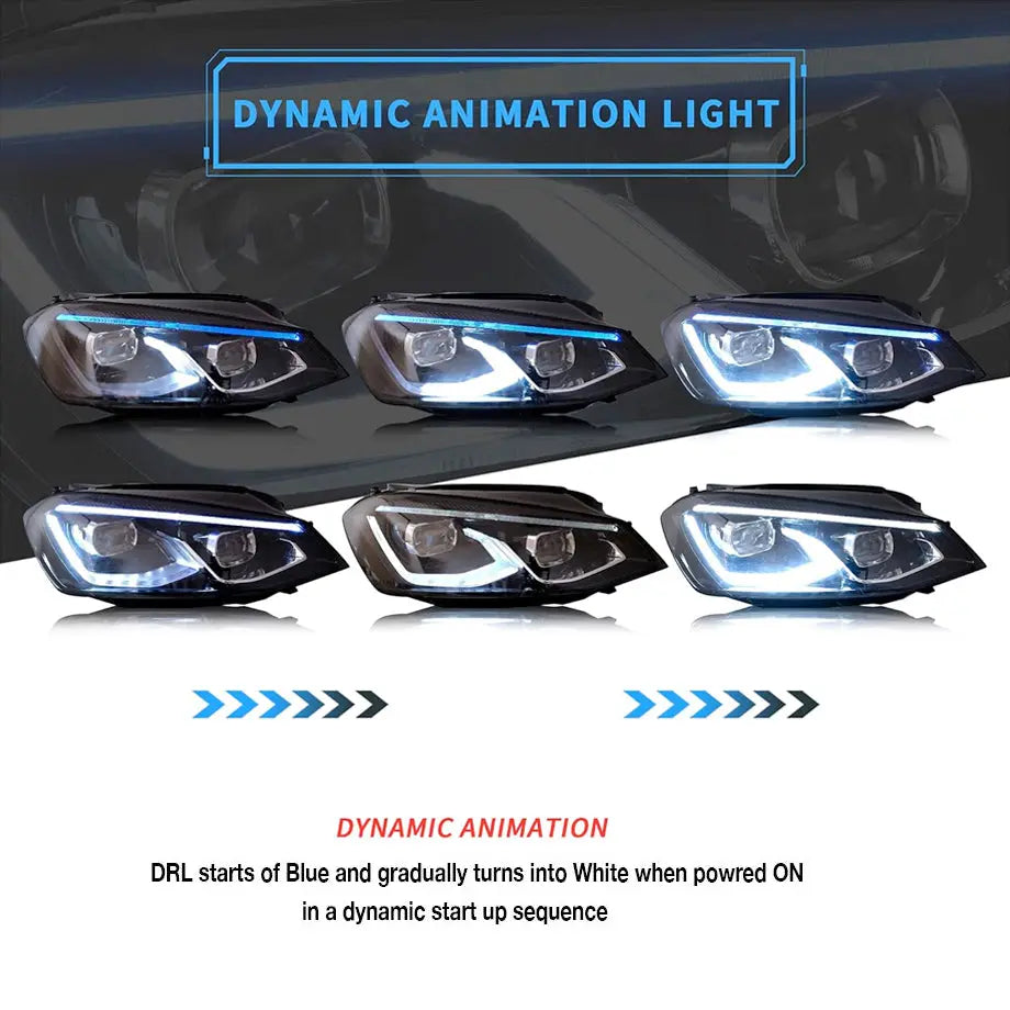 Suitable To Fit - VW Golf 7 LED Projector Headlight - Golf 8 Style