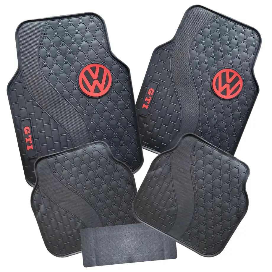Suitable To Fit - GTI 5-Piece Rubber Car Mats (Red)