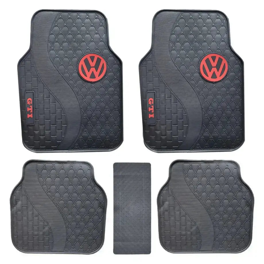 Suitable To Fit - GTI 5-Piece Rubber Car Mats (Red)