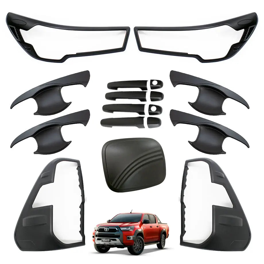 Suitable To Fit - Toyota Hilux (20-On) Matte Black Accessory Trim Kit (17-Piece)