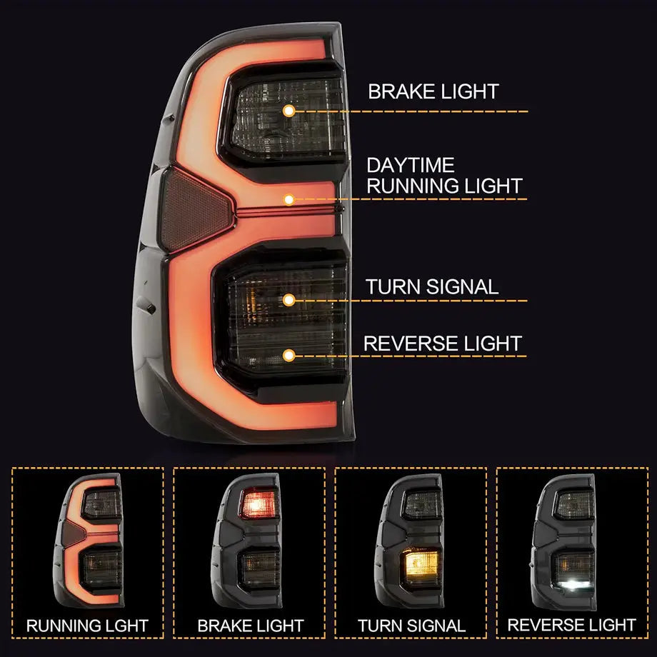 Toyota Hilux Revo (16-On) Smoked Black LED Taillights