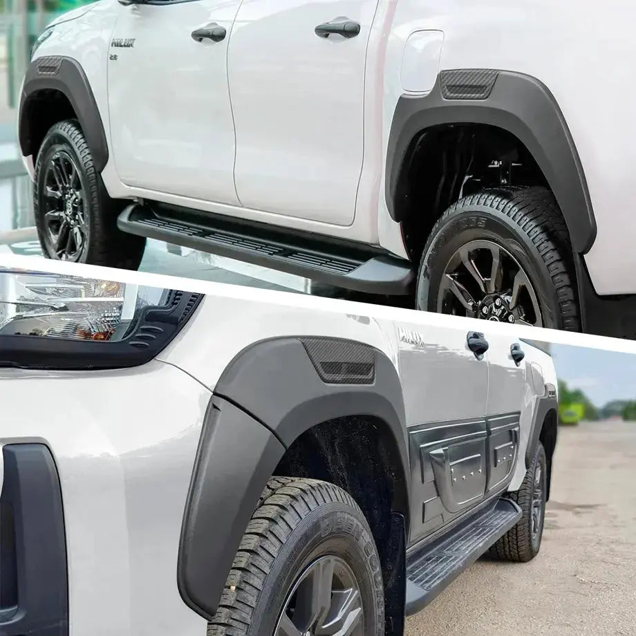 Toyota Hilux Revo (16-On) Matte Black With Carbon Look Inserts OEM Style Plastic Wheel Arch