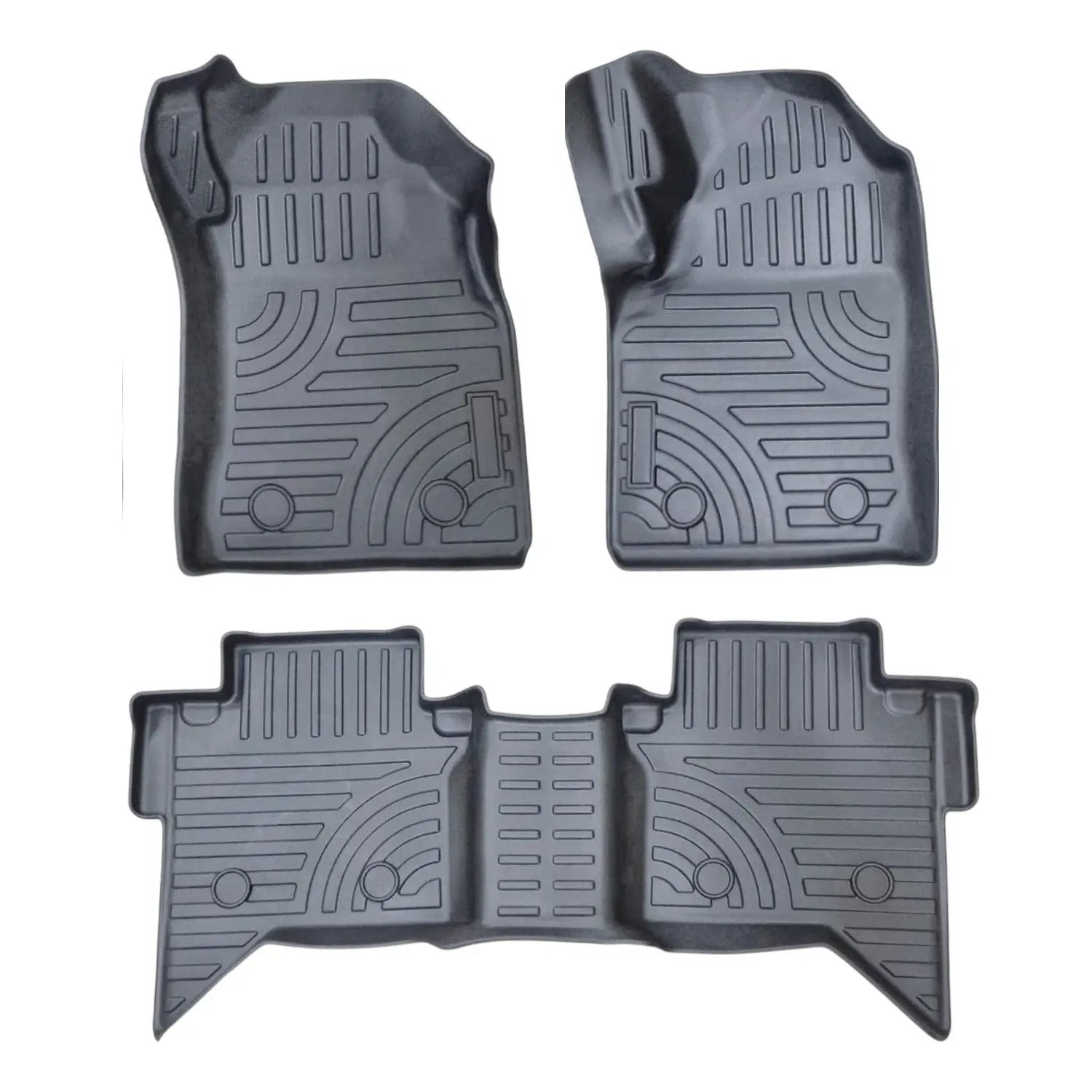Toyota Hilux (12-On) Double-Cab Moulded TPE Rubber Floor Mats (3-Piece)