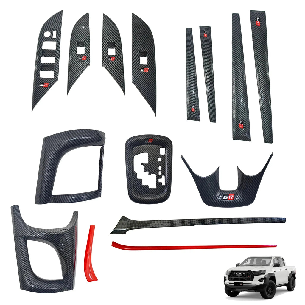 Toyota Hilux (16-On) GR Sport Carbon Look Interior Accessory Trim Kit - 15 Piece
