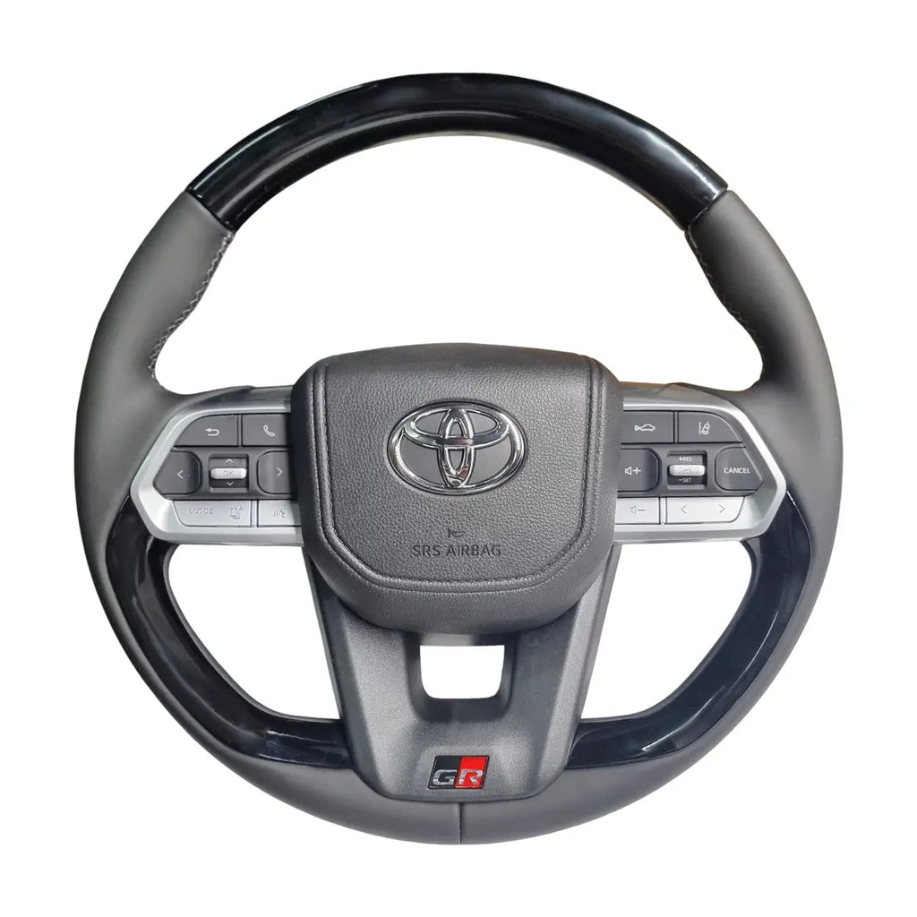 Toyota Land Cruiser LC300 GR Sport Style Piano Black Upgrade Steering Wheel