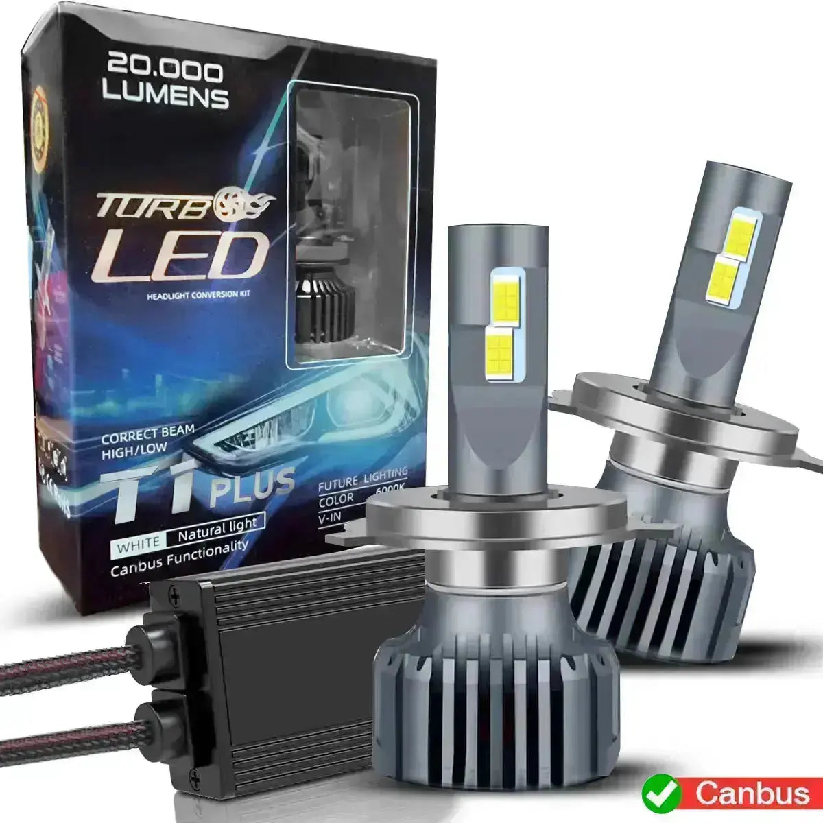 Turbo LED T1-Plus Canbus Headlight Bulb Kit - 9006