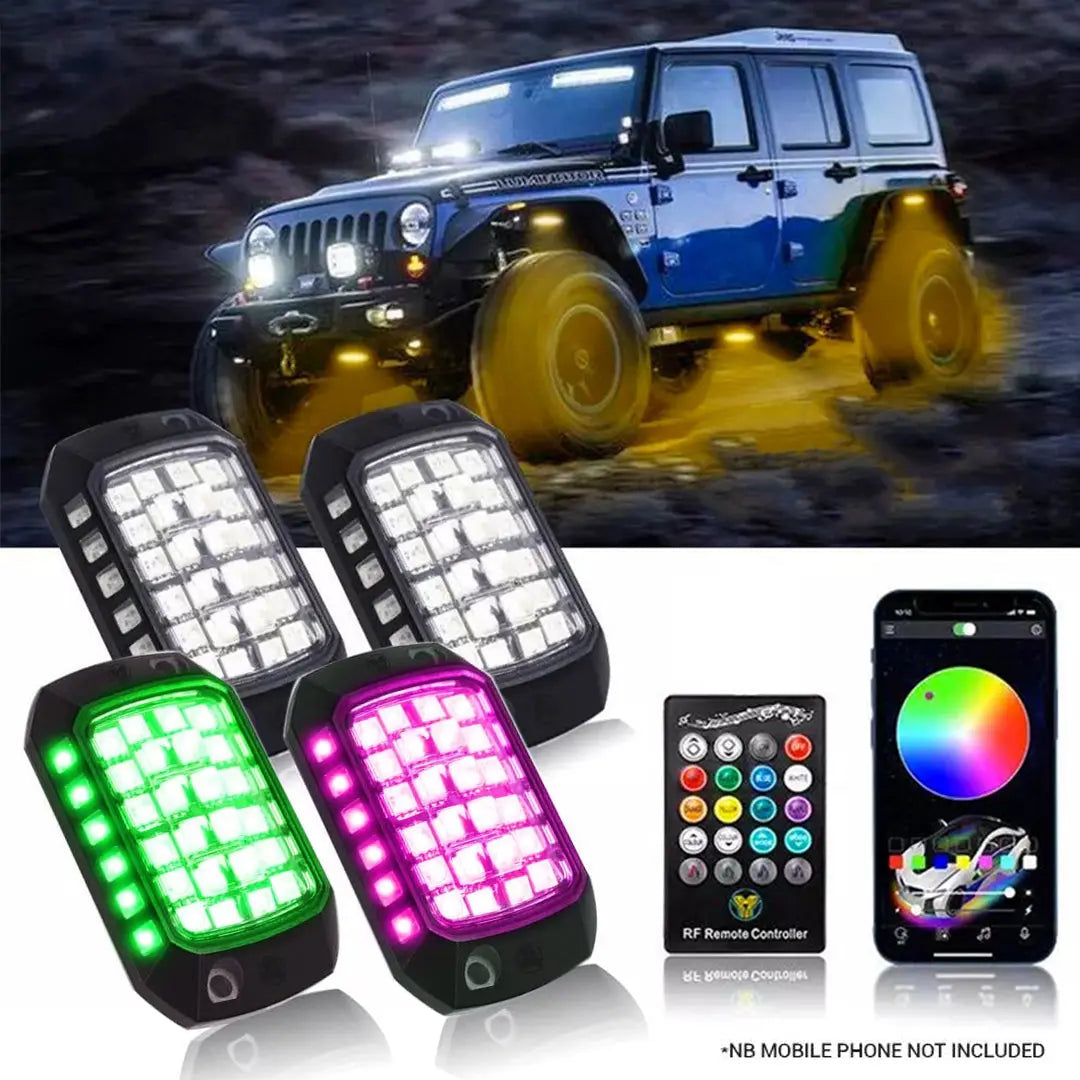 Universal 4 Pod RGB App Controlled LED Rock Lights