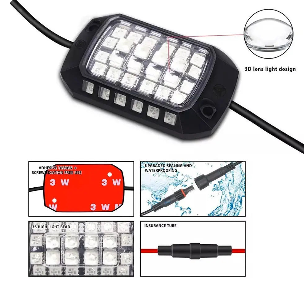 Universal 4 Pod RGB App Controlled LED Rock Lights