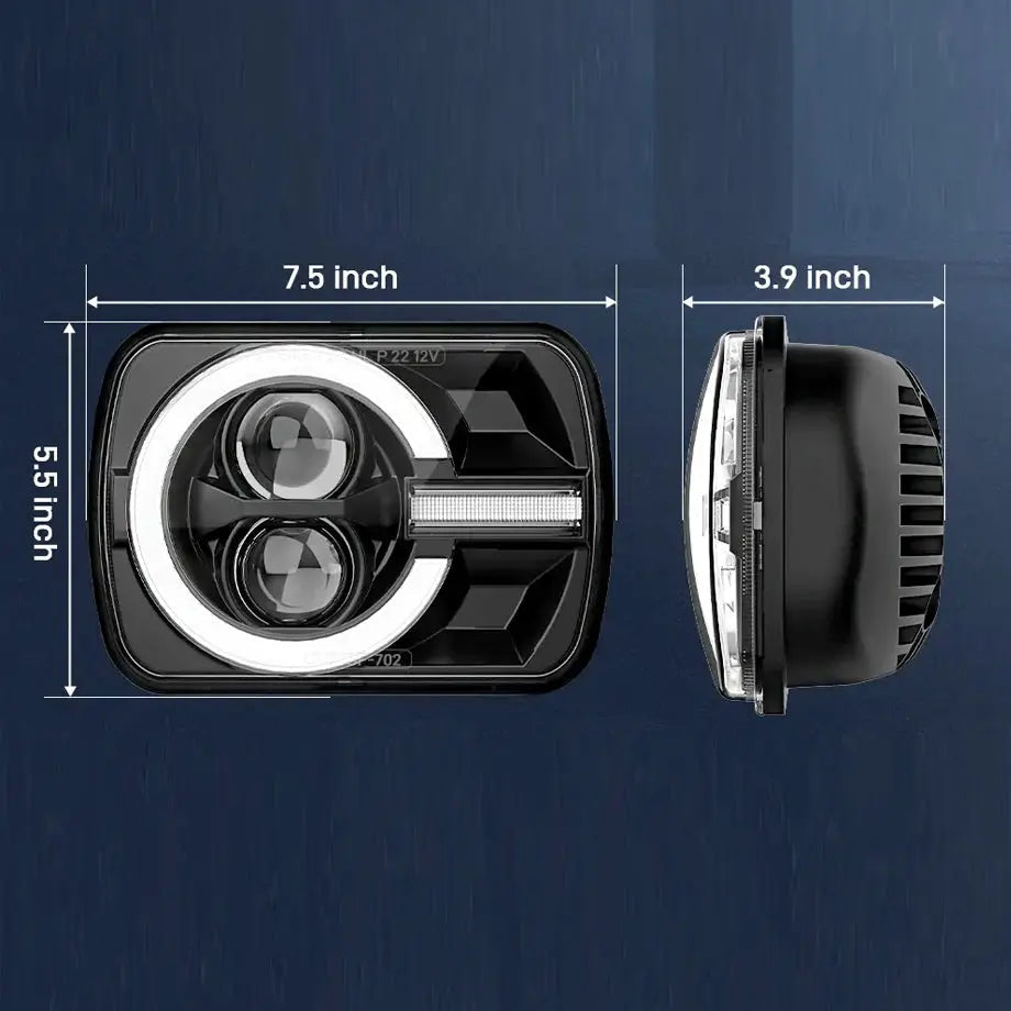 Universal 7 Inch Bronco Style LED Projector Square Headlights