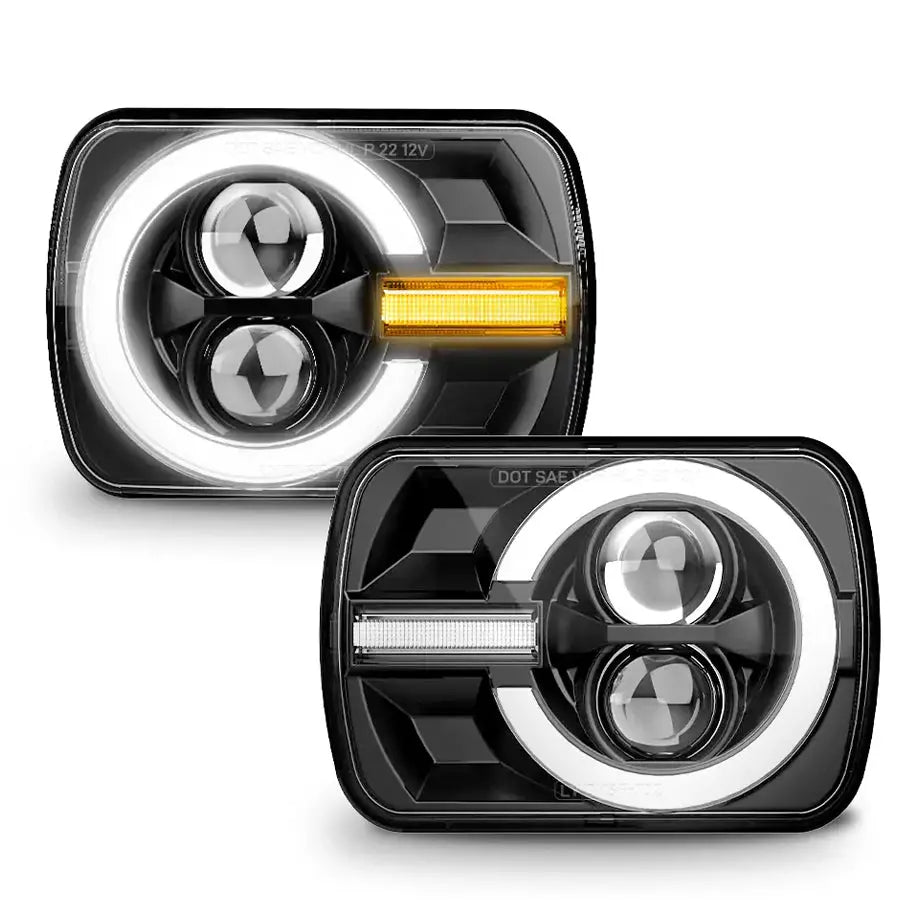 Universal 7 Inch Bronco Style LED Projector Square Headlights