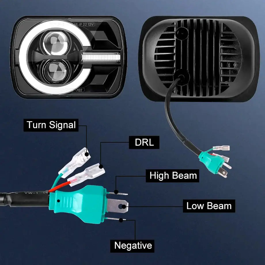 Universal 7 Inch Bronco Style LED Projector Square Headlights