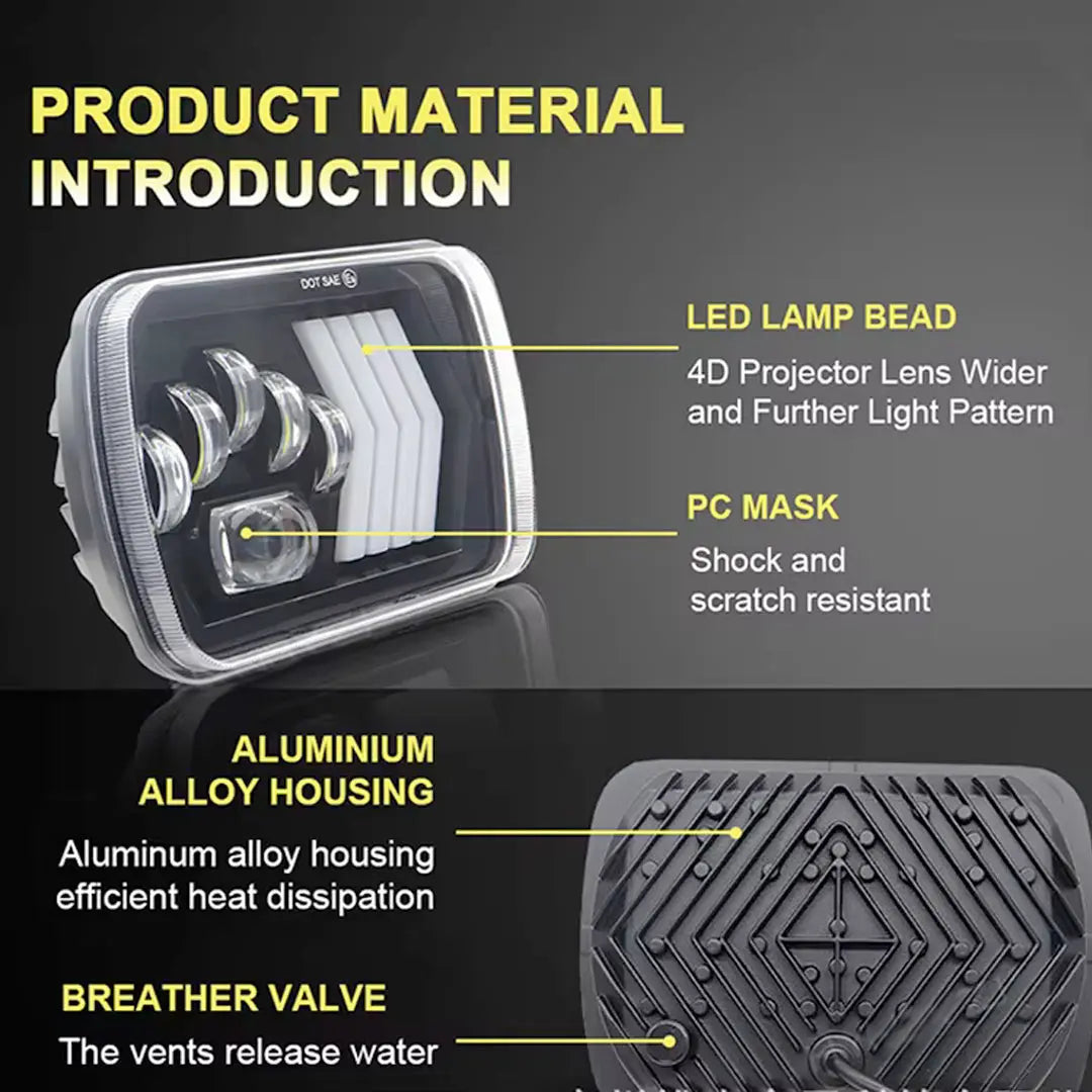 Universal 7 Inch Dual Function LED Projector Square Headlight