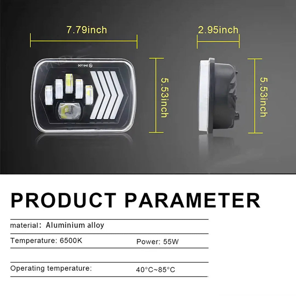Universal 7 Inch Dual Function LED Projector Square Headlight