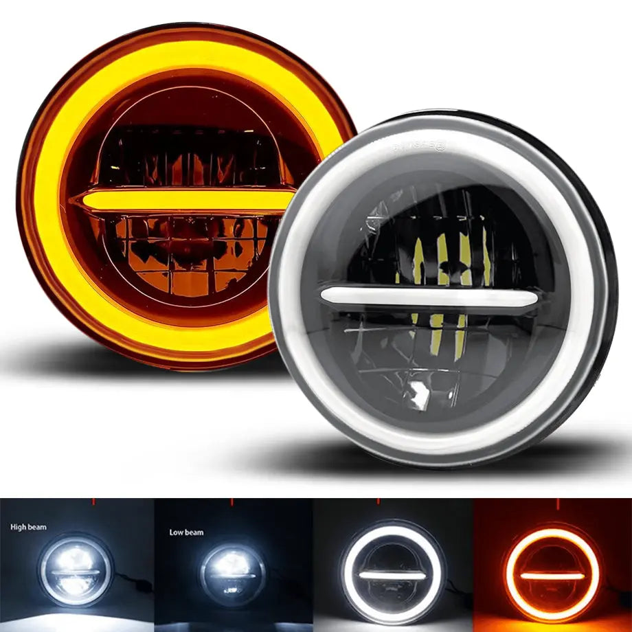 Universal 7 Inch Jeep Style LED Angel Eye Headlight