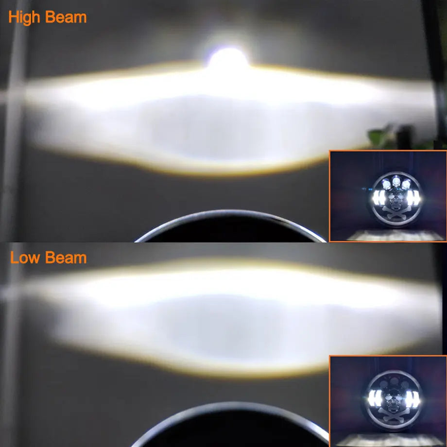 Universal 7 Inch - Jeep Style LED Angel Eye Projector Skull Headlight