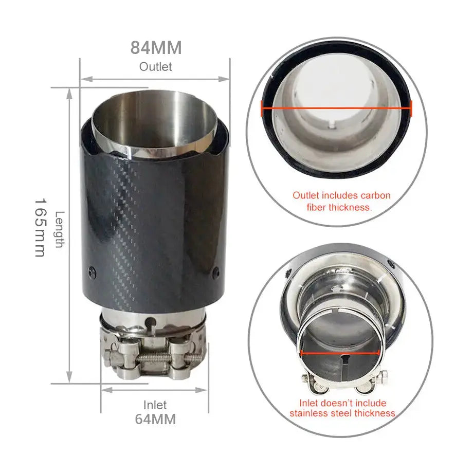 Universal Akropovik Style Carbon Fibre Exhaust Tail Pipes (64mm)