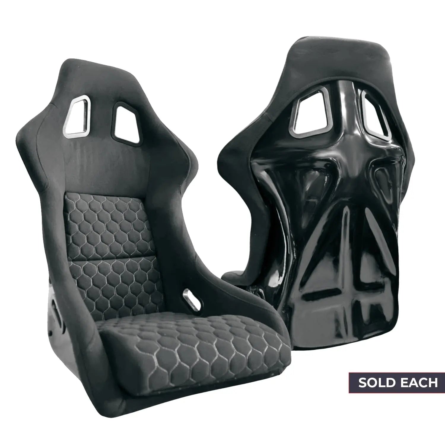 Universal Non-Reclinable Bucket Racing Seats With Gloss Black Frame (EACH)