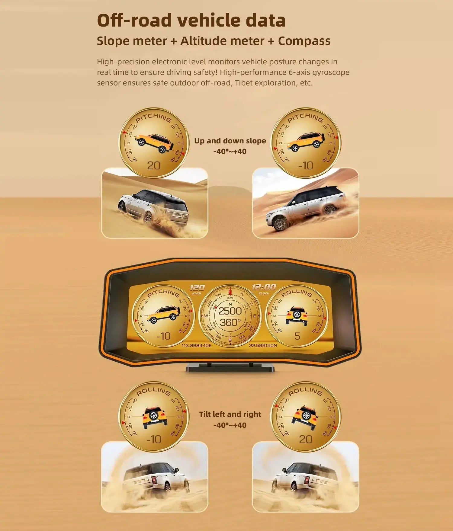 Universal 6.2 Inch - OBD2 P4 Digital Heads-Up Instrument Display With Speedometer, Accelerometer, Inclinometer & Data Monitoring