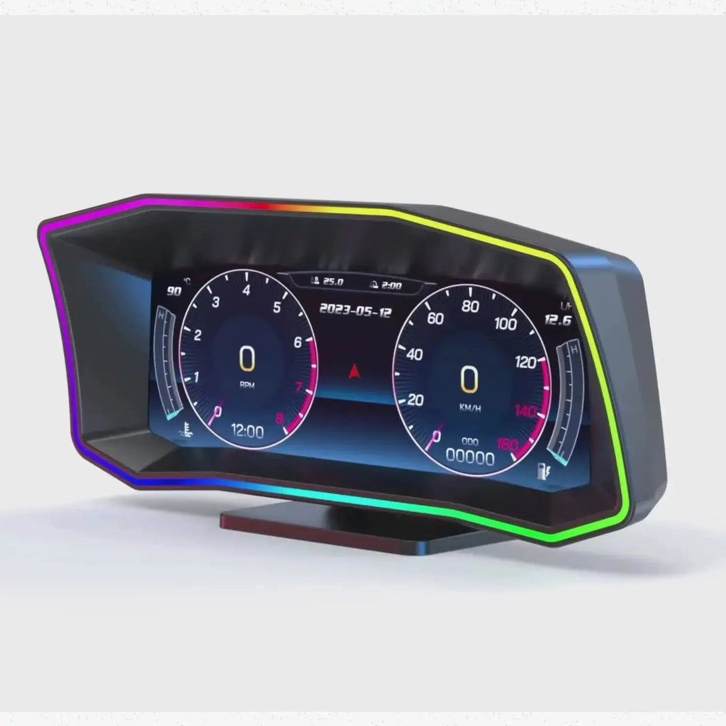 Universal 6.2 Inch - OBD2 P4 Digital Heads-Up Instrument Display With Speedometer, Accelerometer, Inclinometer & Data Monitoring