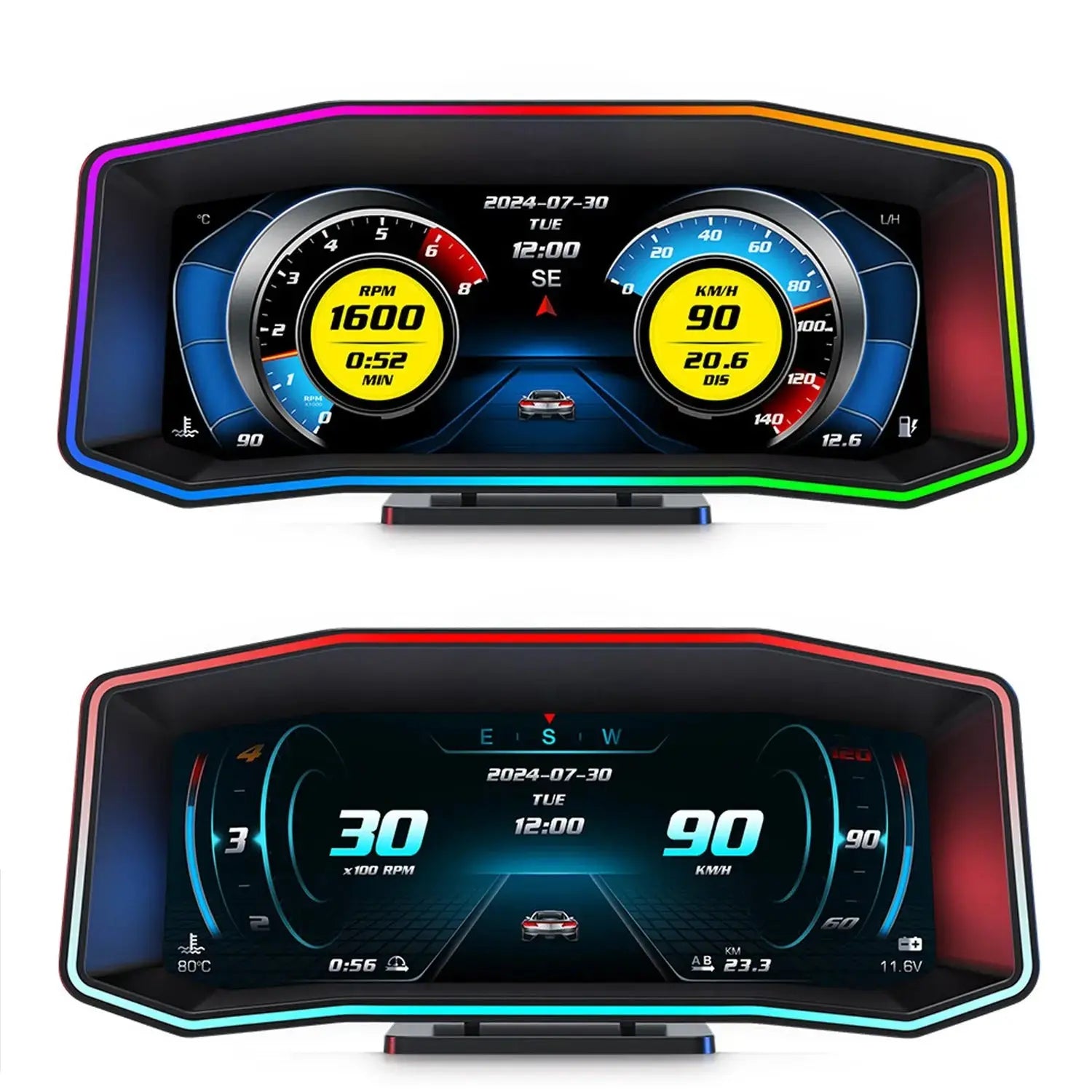 Universal 6.2 Inch - OBD2 P4 Digital Heads-Up Instrument Display With Speedometer, Accelerometer, Inclinometer & Data Monitoring