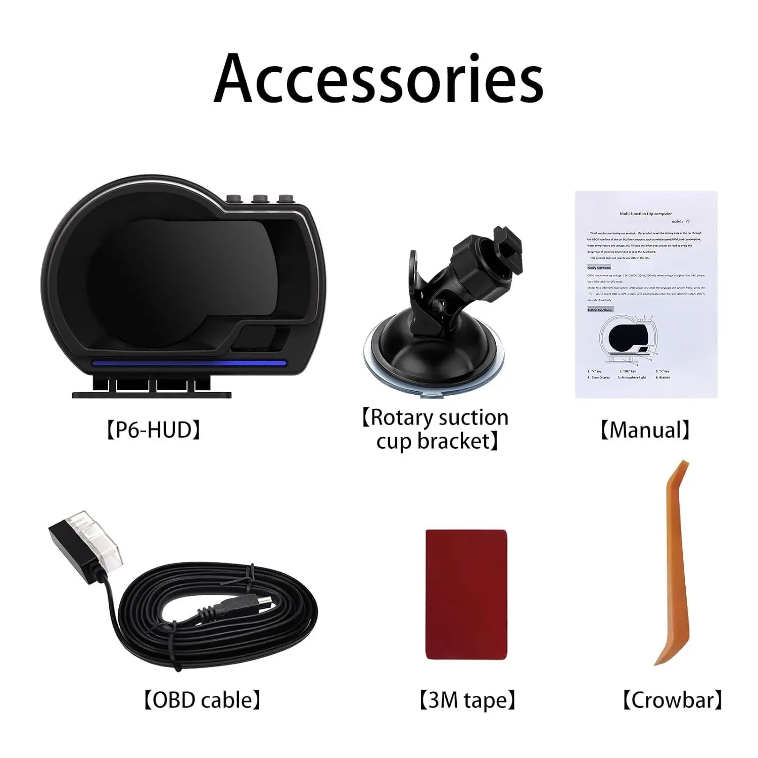 Universal OBD2 P6 Digital Heads-Up Instrument Display With Speedometer, Accelerometer & Data Monitoring