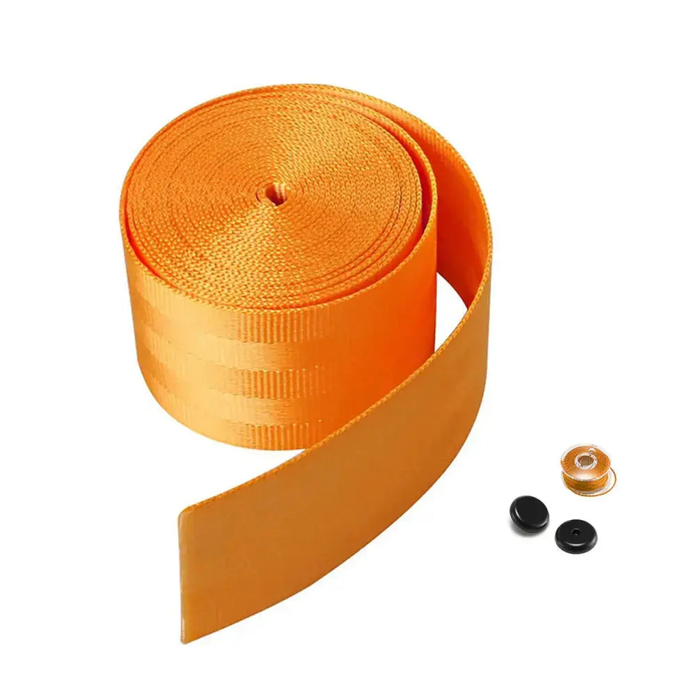 Universal Polyester Webbing Seat Belt Harness Strap - Neon Orange