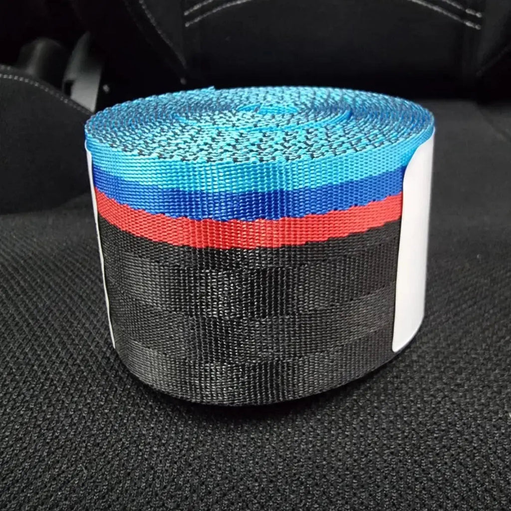 Universal Polyester Webbing Seat Belt Harness Strap - BM Performance Stripe
