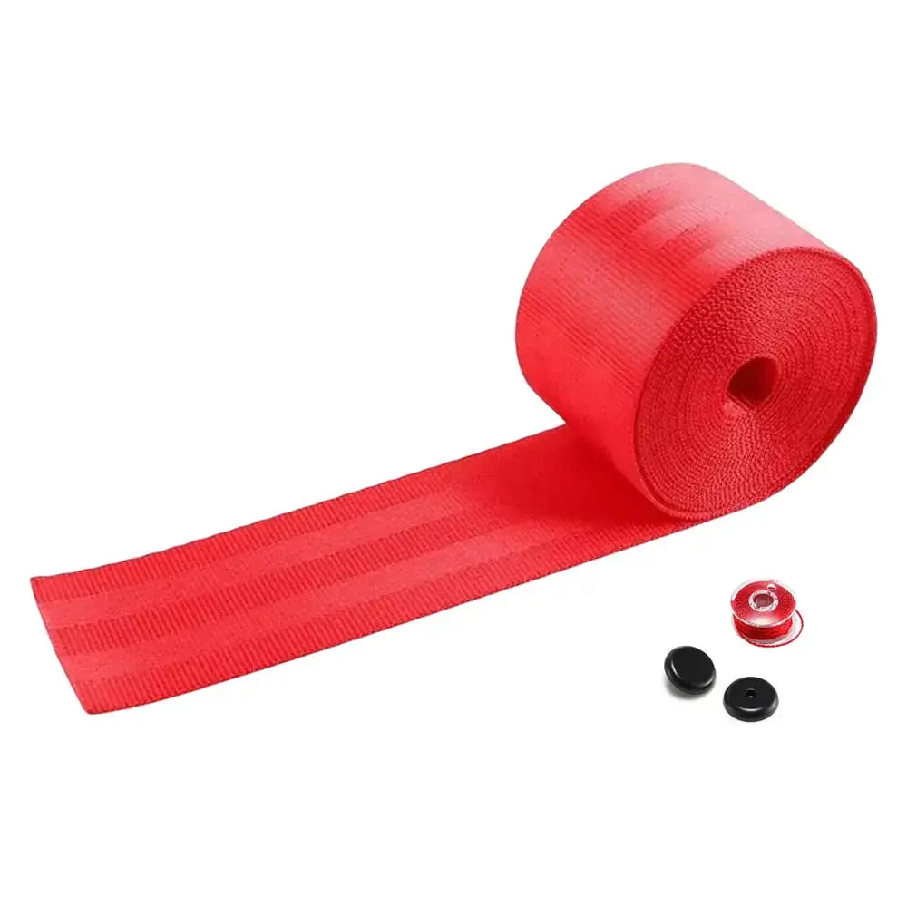 Universal Polyester Webbing Seat Belt Harness Strap - Red
