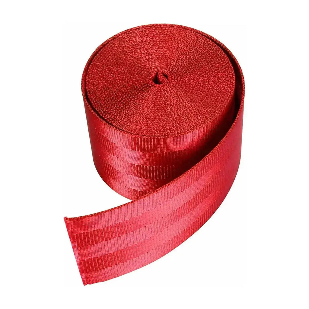 Universal Polyester Webbing Seat Belt Harness Strap - Red