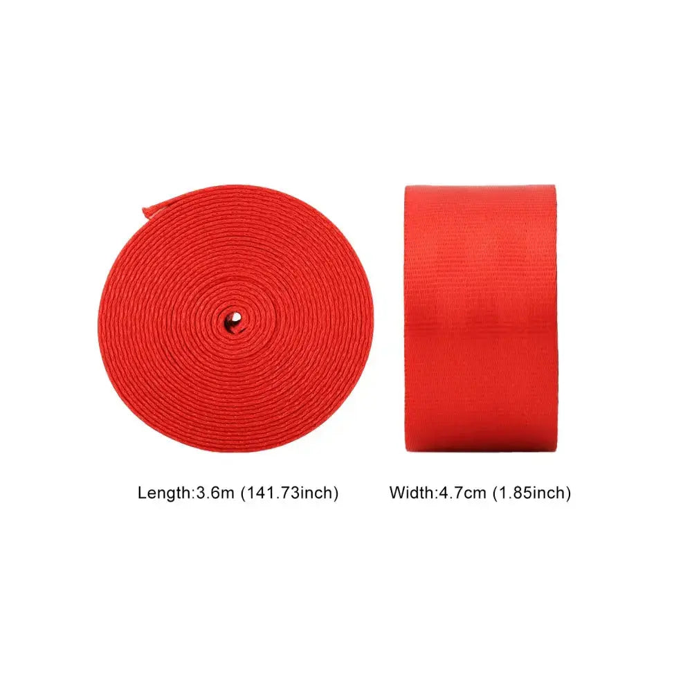 Universal Polyester Webbing Seat Belt Harness Strap - Red