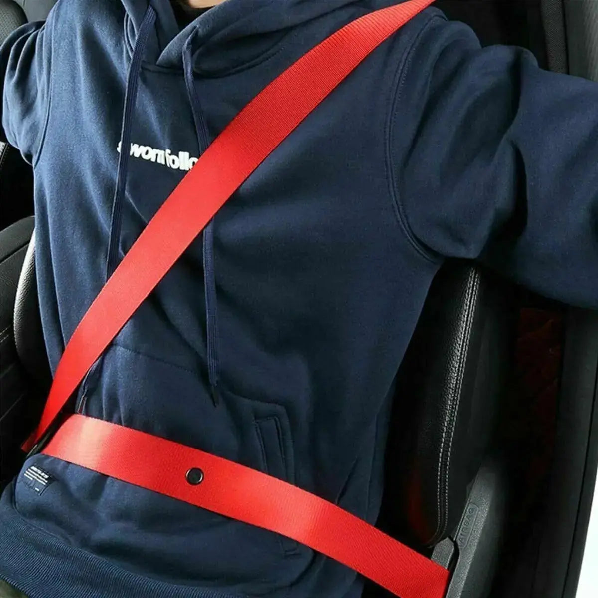 Universal Polyester Webbing Seat Belt Harness Strap - Red