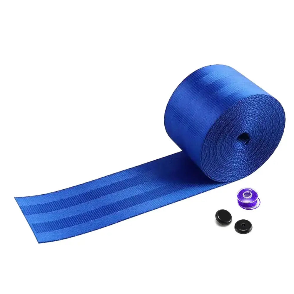 Universal Polyester Webbing Seat Belt Harness Strap - Blue