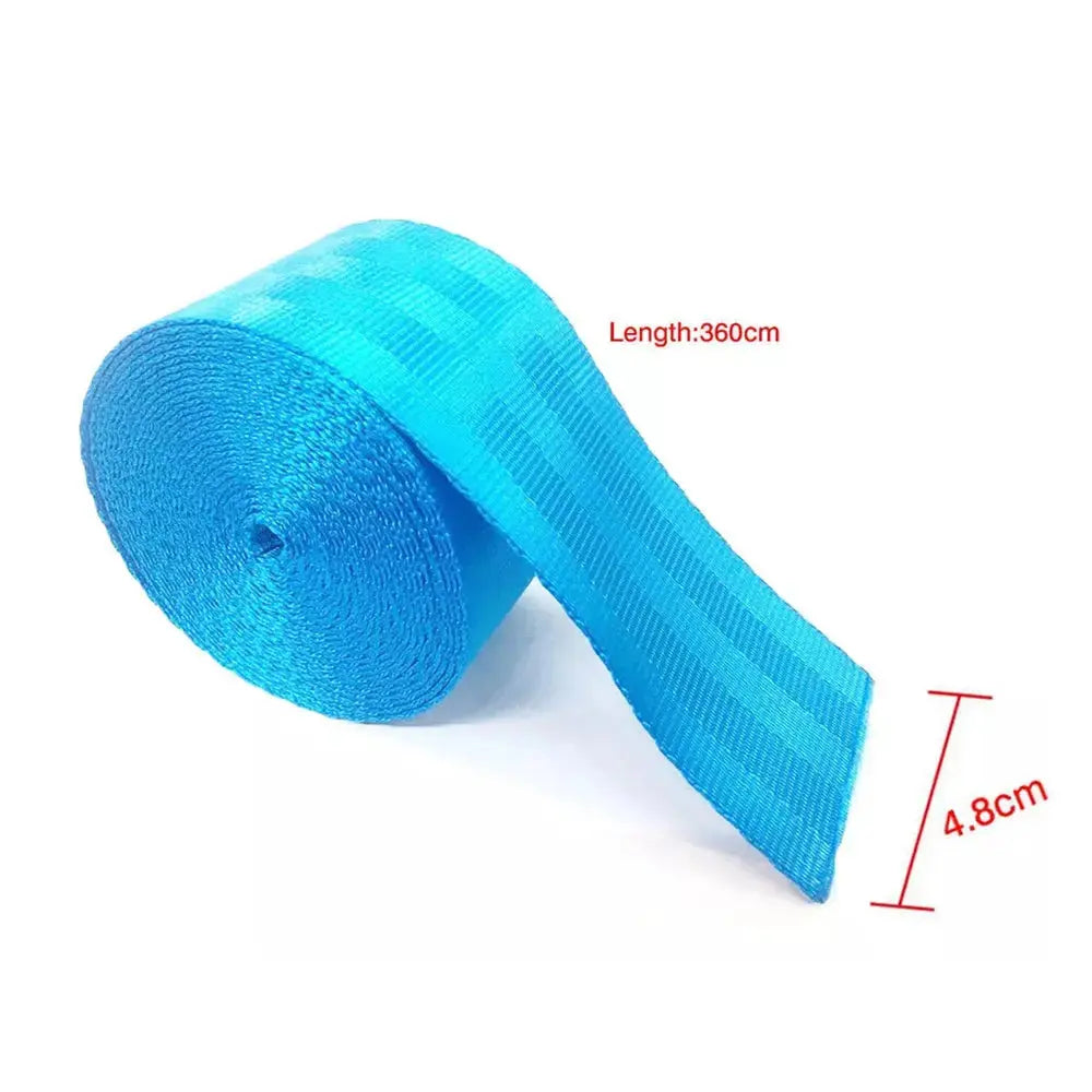 Universal Polyester Webbing Seat Belt Harness Strap - Light Blue