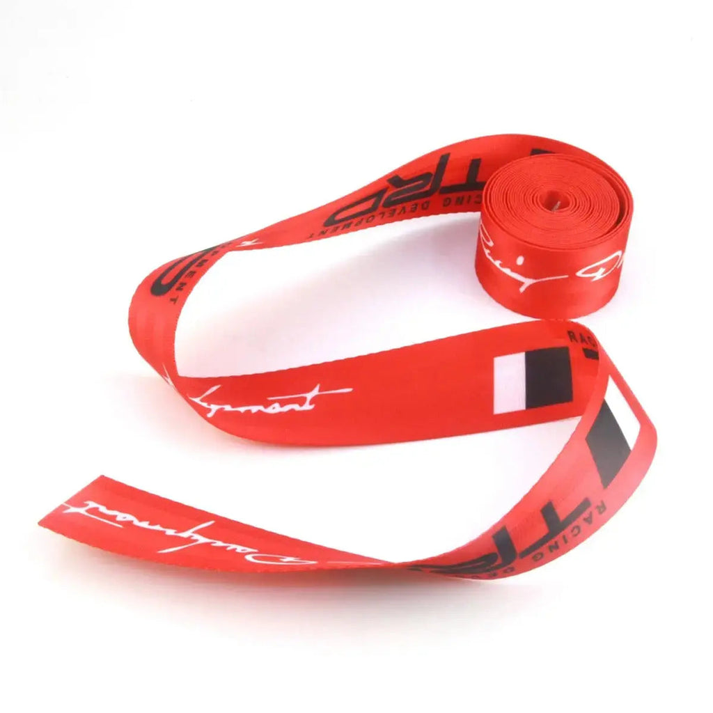 Universal Polyester Webbing Seat Belt Harness Strap - TRD (Red)