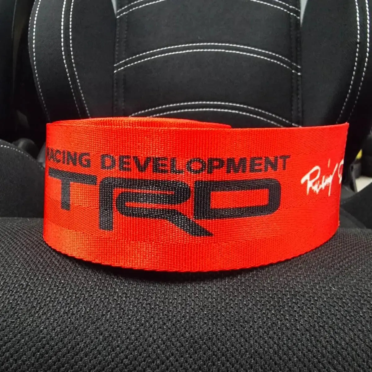 Universal Polyester Webbing Seat Belt Harness Strap - TRD (Red)