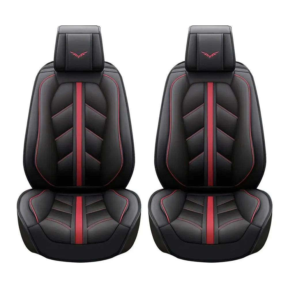 Universal Premium Luxury Car Seat Covers - Front & Rear Full Set (Black & Red)