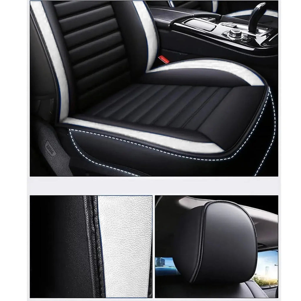 Universal Premium Luxury Car Seat Covers - Front & Rear Full Set (Black & White)