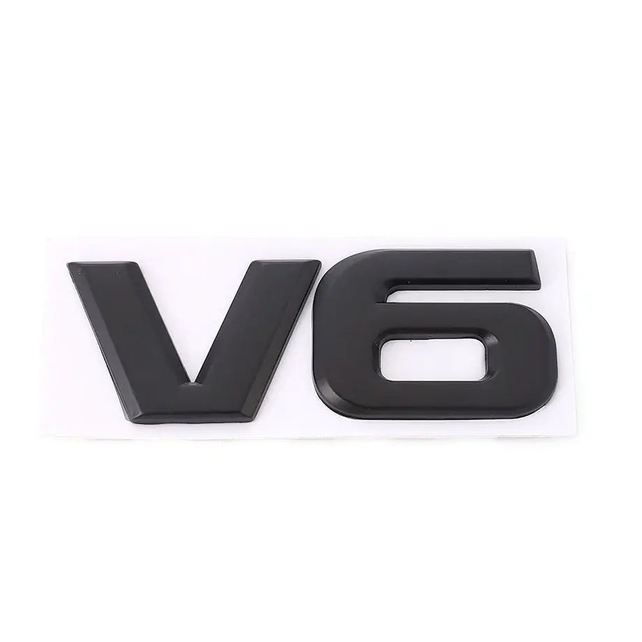 Universal V6 Matte Black Metal Badge
