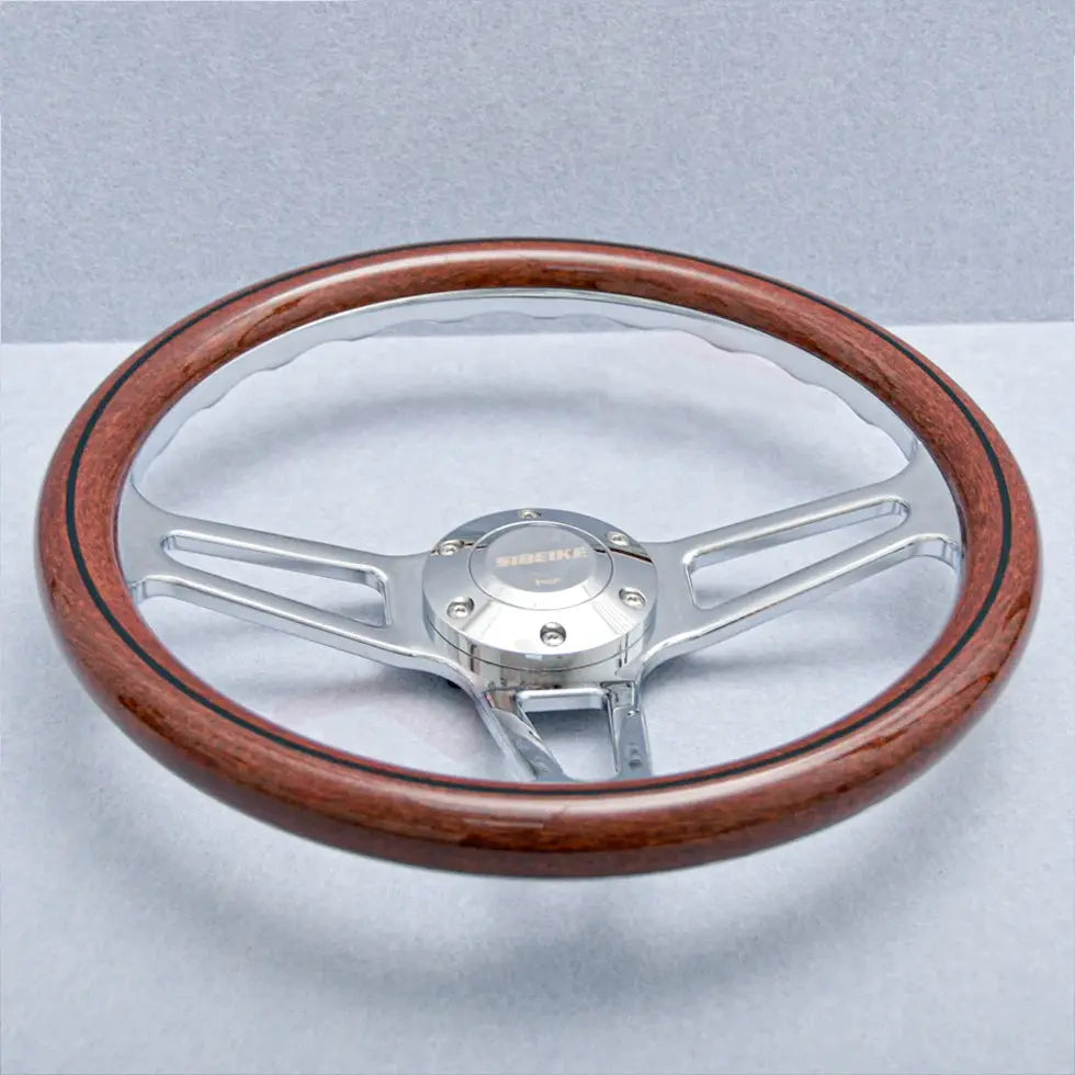 Genuine Wood Grain Racing Style Steering Wheel (350mm)
