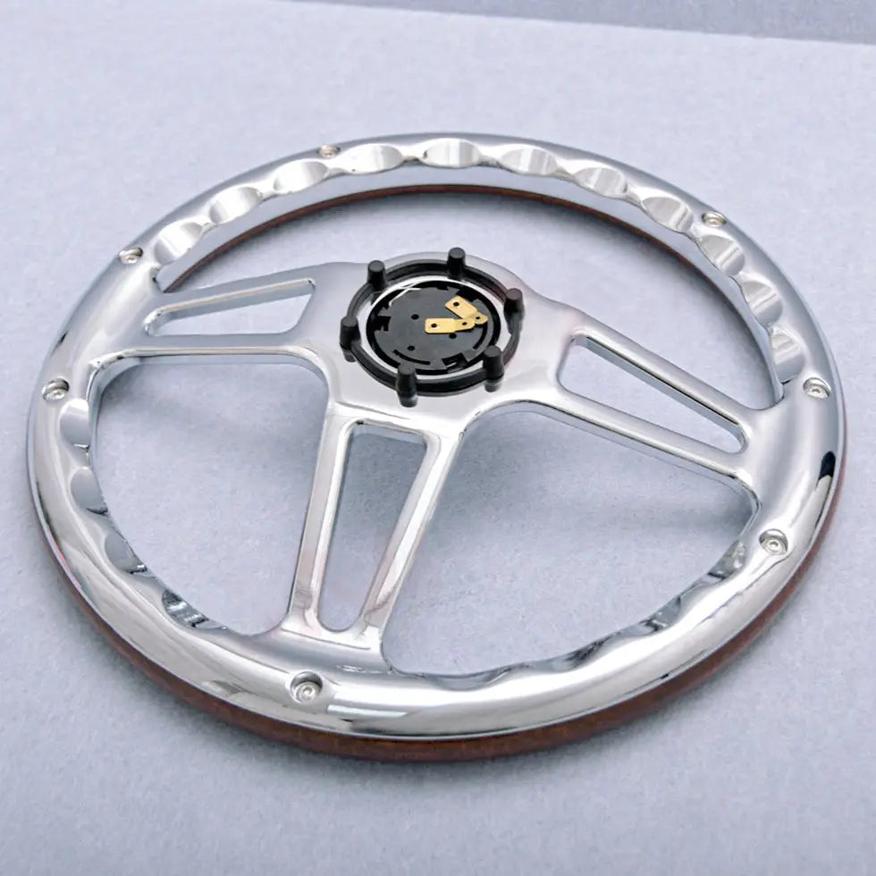 Genuine Wood Grain Racing Style Steering Wheel (350mm)