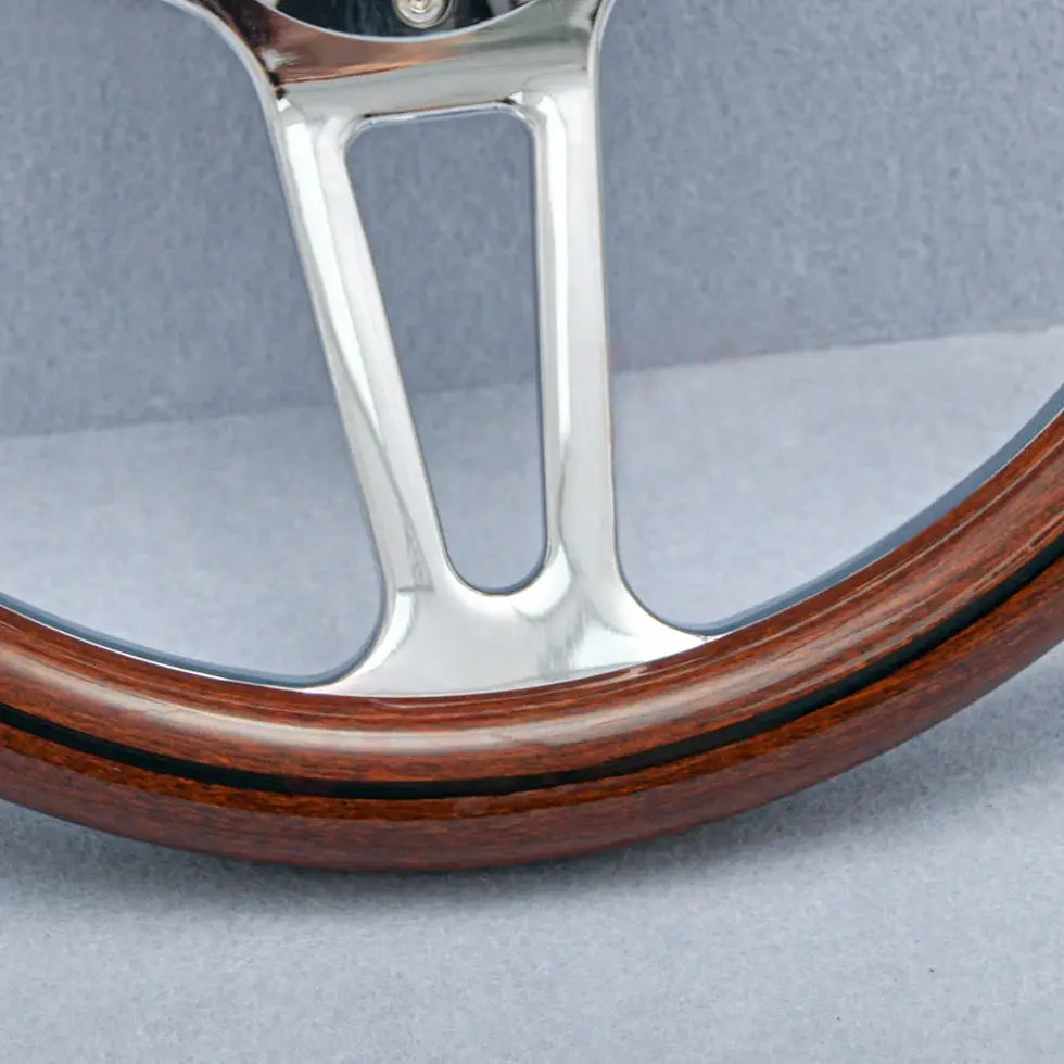 Genuine Wood Grain Racing Style Steering Wheel (350mm)