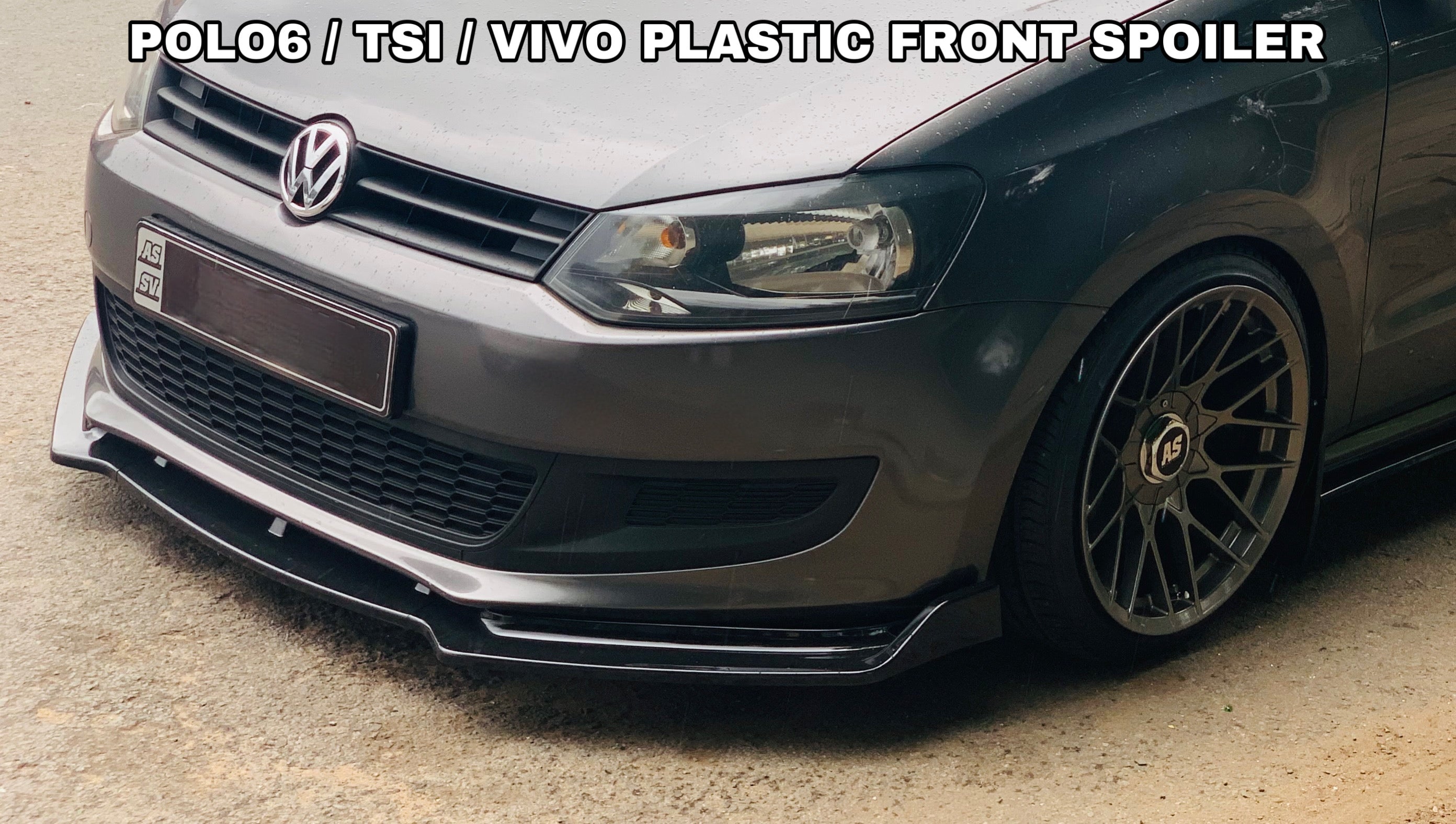 POLO 6 / POLO 7 TSI VIVO 3pce PLASTIC GLOSS BLACK FRONT SPOILER