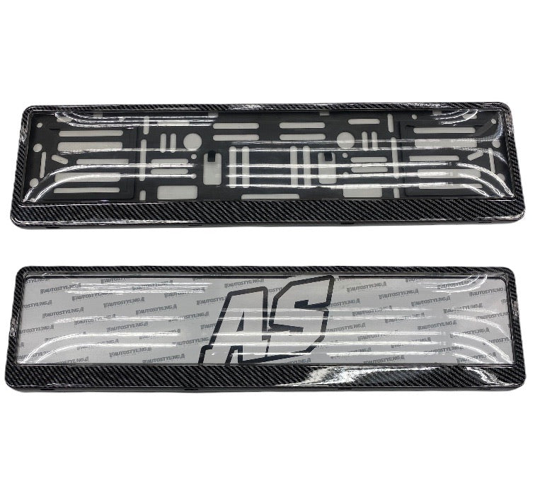 CARBON NUMBER PLATE HOLDER WITH DOMED PLASTIC COVERING